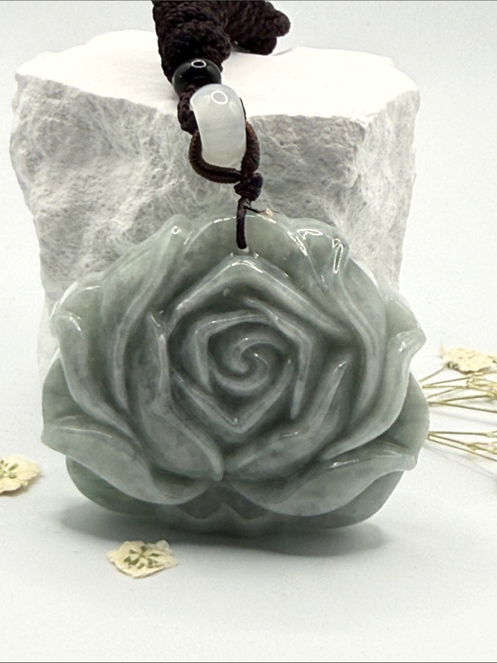 Delicate  Rose Jade Pendant Necklace